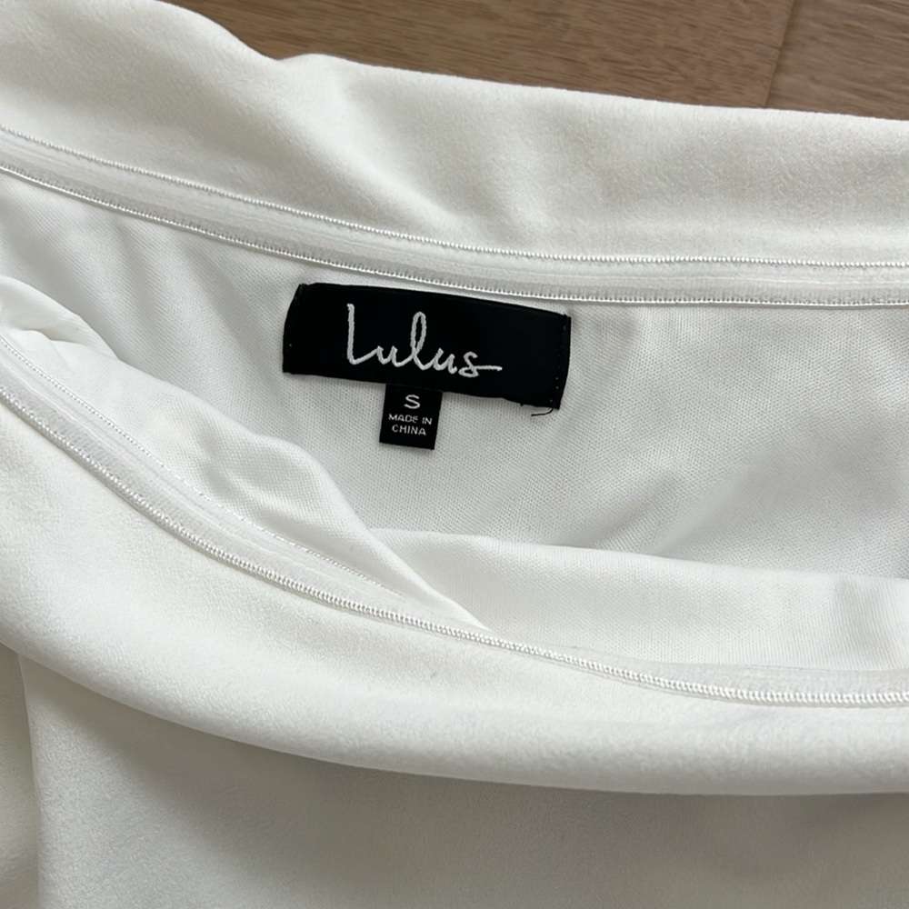Lulu’s White Off Shoulder Mini Dress • Nashville Bachelorette Disco Cowgirl • S - Picture 9 of 10
